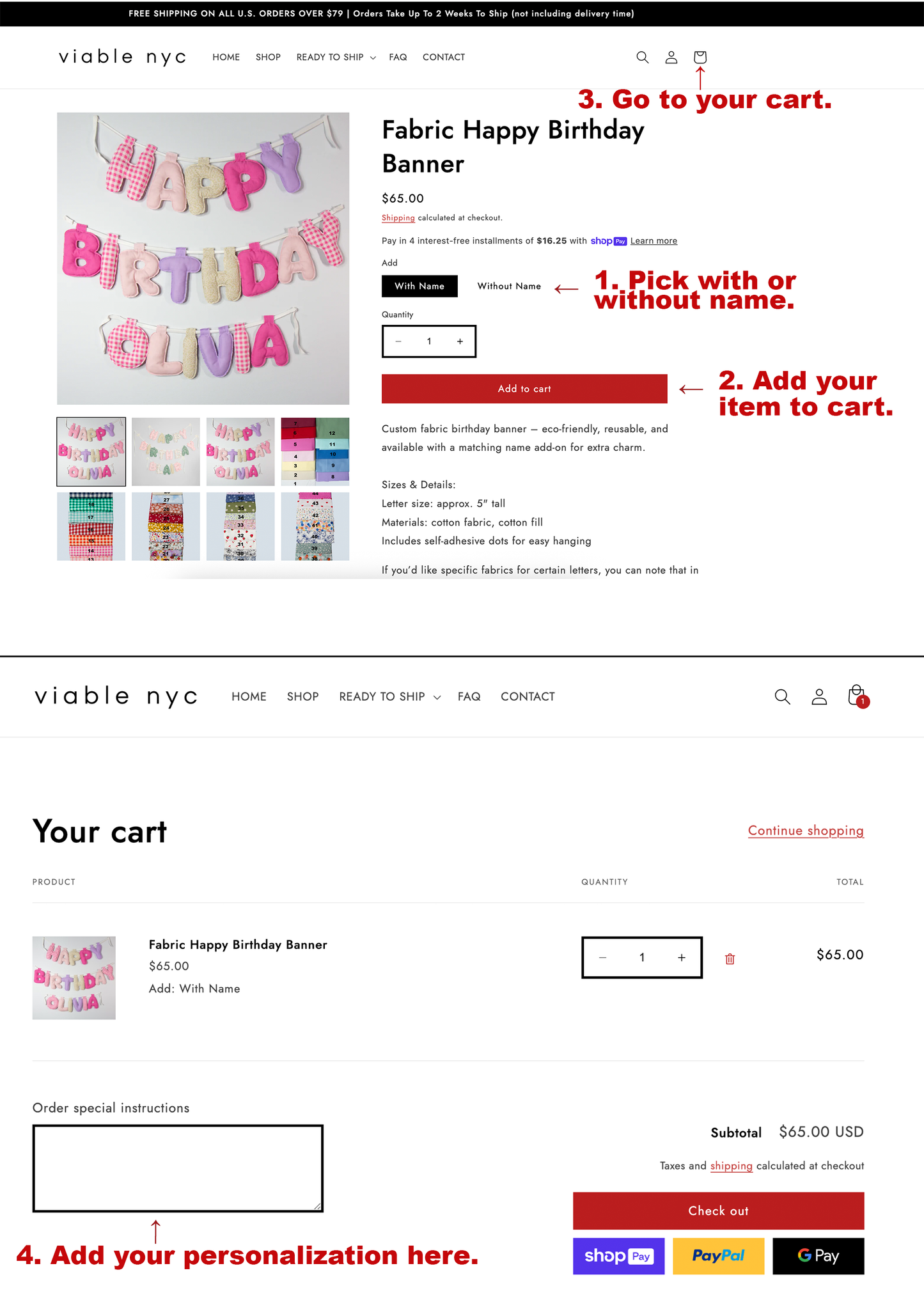 Fabric Happy Birthday Banner