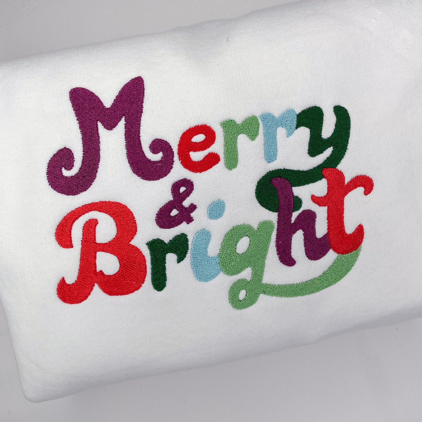 Merry & Bright Holiday Embroidered Crewneck