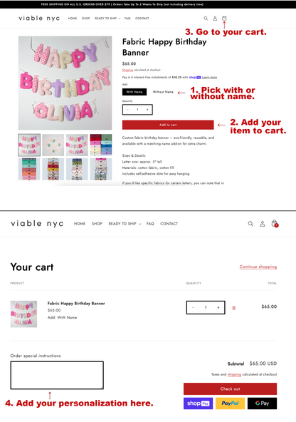 Fabric Happy Birthday Banner