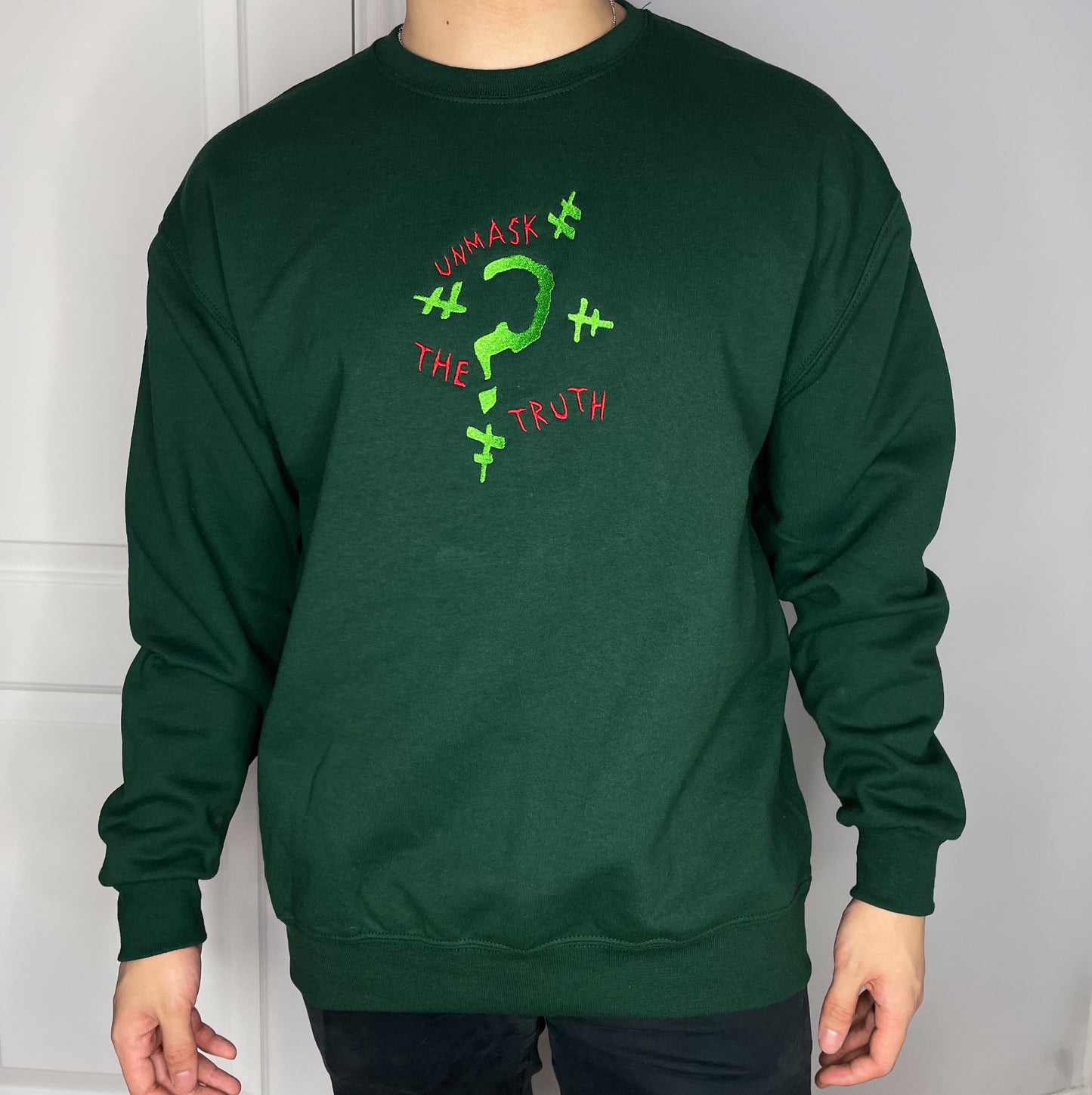 The Riddler "Unmask the Truth" Embroidered Crewneck