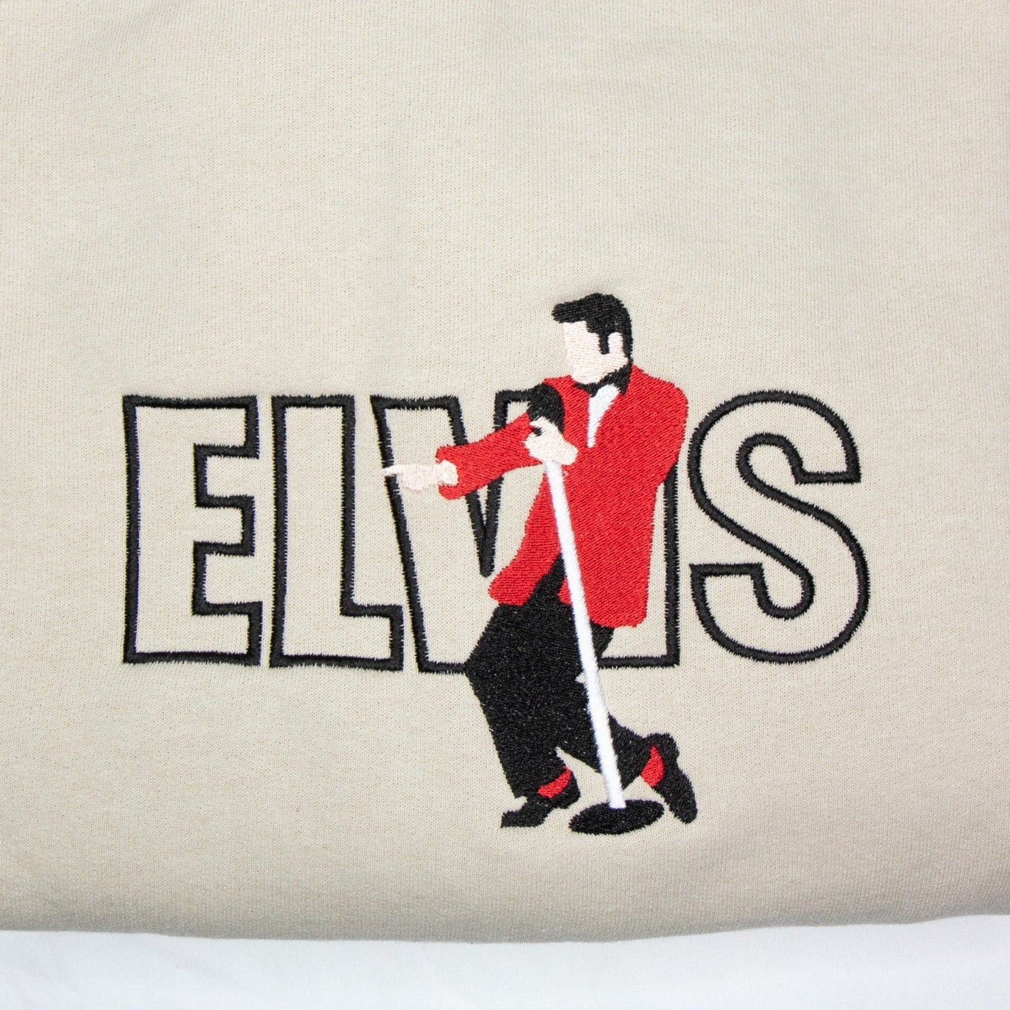 Elvis Presley in Red Suit Embroidered Crewneck