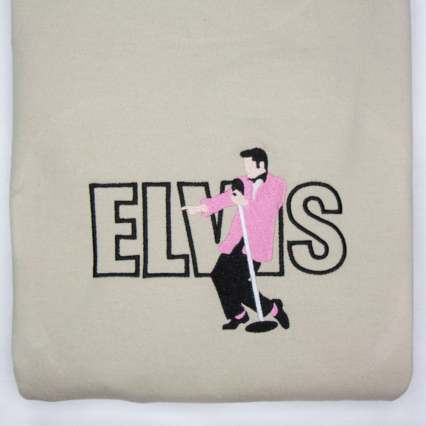 Elvis Presley in Pink Suit Embroidered Crewneck