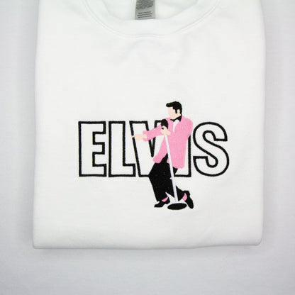 Elvis Presley in Pink Suit Embroidered Crewneck