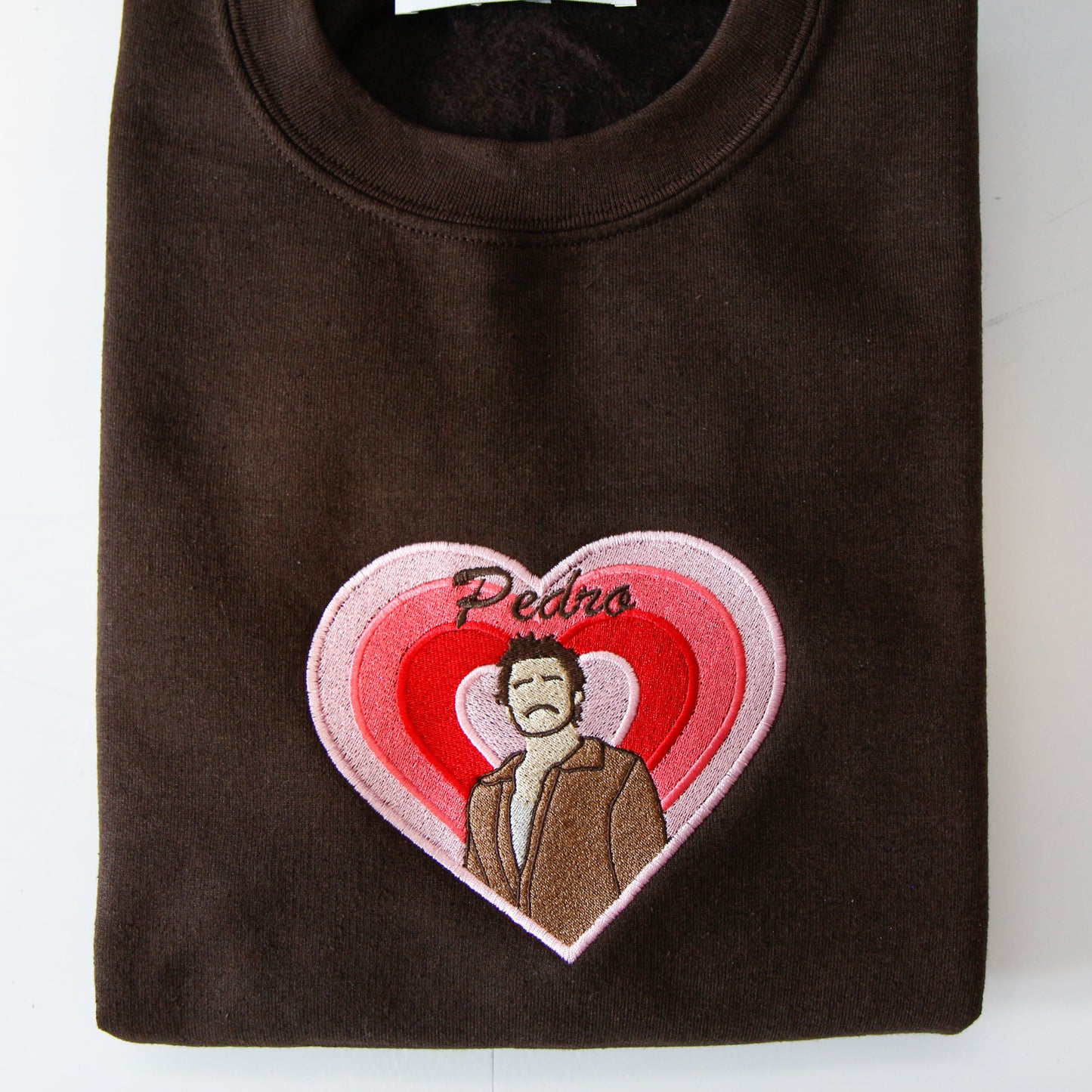 Pedro Pascal in Heart Crewneck (Brown)