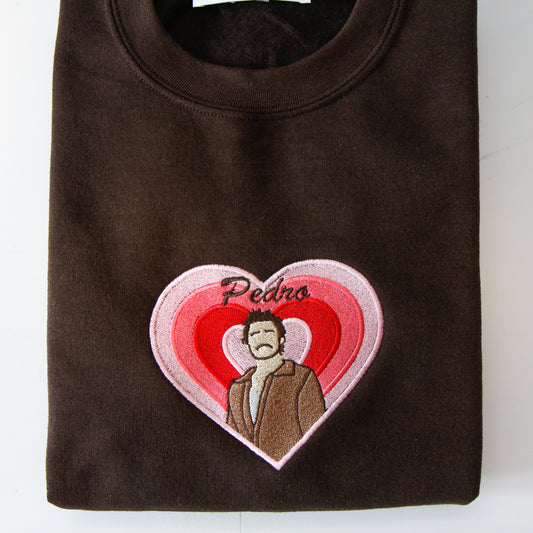 Pedro Pascal in Heart Crewneck (Brown)