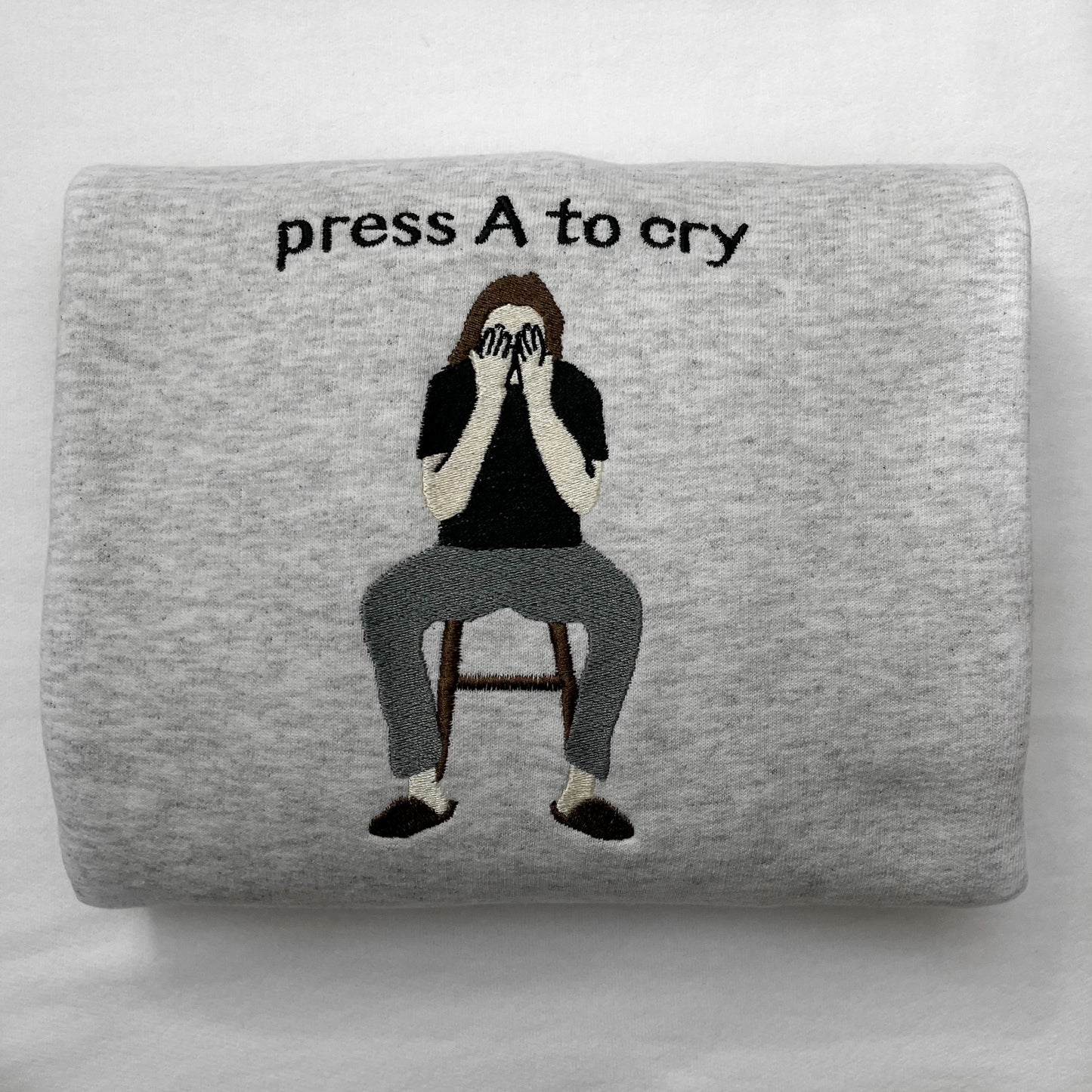 Press A To Cry Embroidered Crewneck